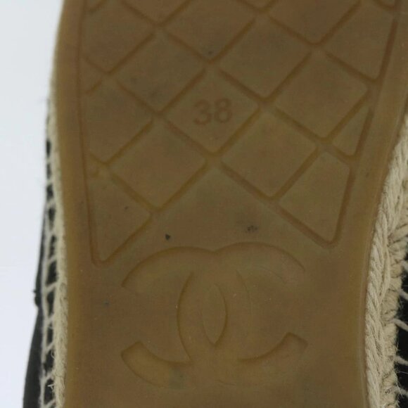 CHANEL Pumps Shoes Velor 38 Black CC Auth - Picture 12 of 16